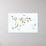Kids World Map Animals Canvas Print