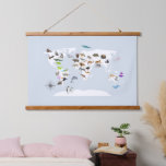 Kids World Map Animals Hanging Tapestry
