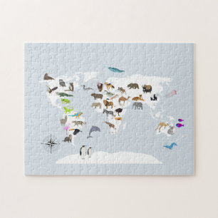 Kids World Map Animals Jigsaw Puzzle