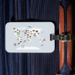 Kids World Map Animals Luggage Tag
