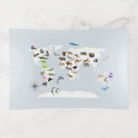 Kids World Map Animals Trinket Tray