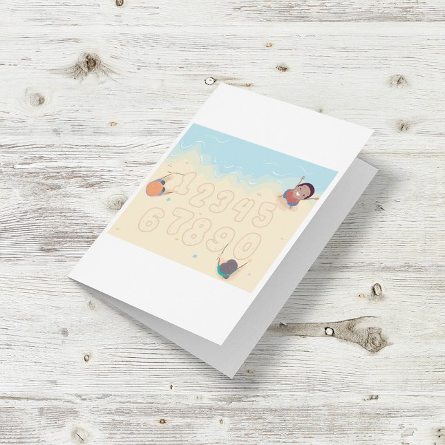 Kids Writing Numbers In The Sand Card (Creator Uploaded)