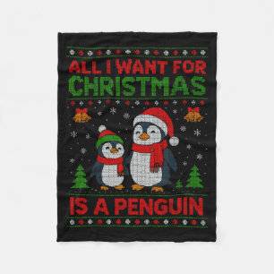 Kids Xmas Tee, All I Want For Christmas Is A Pengu Fleece Blanket