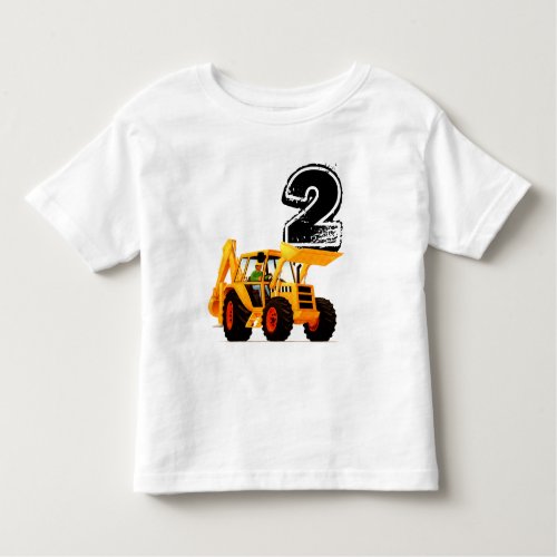 Kids Yellow Digger 2nd Birthday Toddler T_shirt