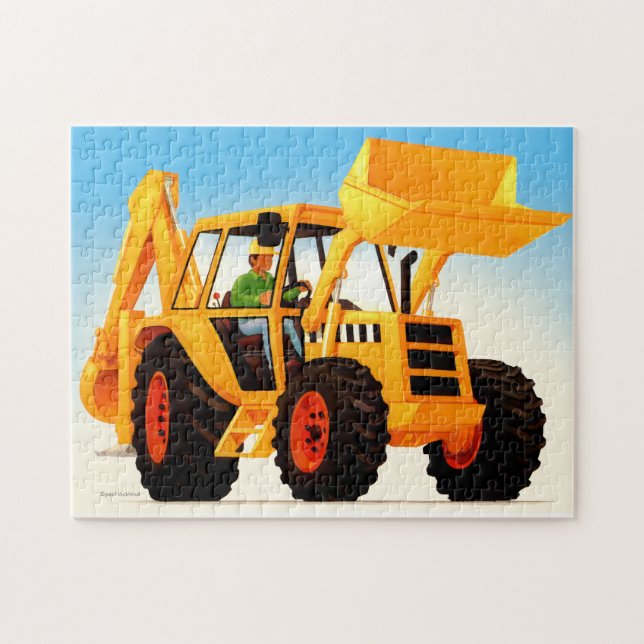 Kid's Yellow Digger Jigsaw Puzzle (Horizontal)