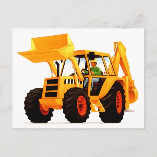 Kids Yellow Digger Postcard