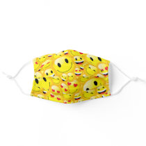 Kids Yellow Emoticon Emoji Smiling Faces Design Adult Cloth Face Mask