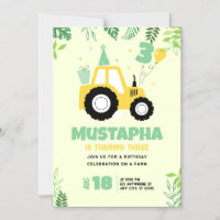 Kids Yellow Farm Tractor 3rd Birthday Party