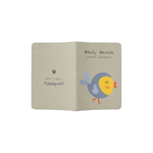 KIDS YELLOW PURPLE BABY BIRD MY FIRST PASSPORT HOLDER