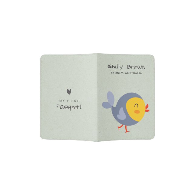 KIDS YELLOW PURPLE BABY BIRD MY FIRST PASSPORT PASSPORT HOLDER (Opened)