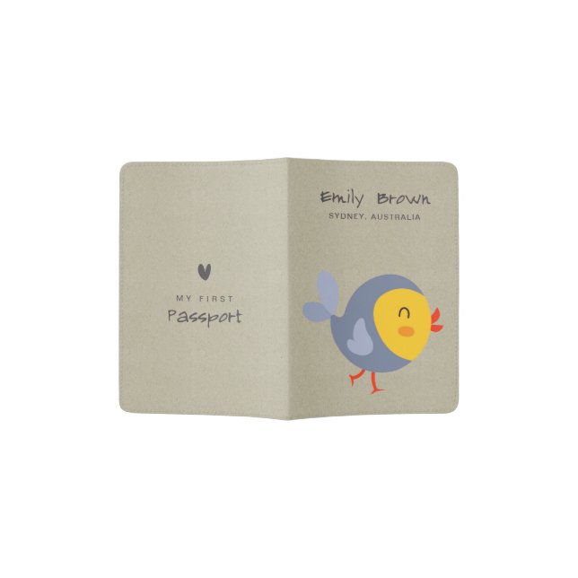 KIDS YELLOW PURPLE BABY BIRD MY FIRST PASSPORT PASSPORT HOLDER (Opened)