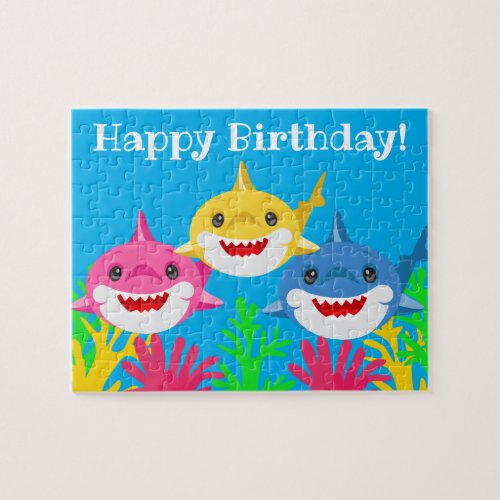 Kids Yellow Shark  Family Birthday Jigsaw Puzzle