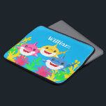 Kids Yellow Shark & Family Birthday   Laptop Sleeve<br><div class="desc">An awesome personalized gift for any shark fans! Features a yellow,  pink,  and blue shark with coral. Message can be personalized to whatever you prefer. Great for Under Sea or Shark parties. 
Graphics by Mujka.</div>