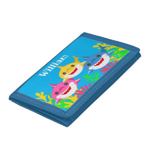 Kids Yellow Shark & Family Birthday Tri-fold Wallet