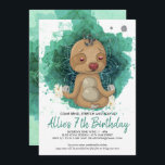 Kids Yoga Birthday Party Invitation<br><div class="desc">Children’s birthday parties keep going further and further over the top. But add yoga—and this is a trend we can get behind. Turn their special day into a unique, healthy, memorable, and fun-filled yoga celebration. Modern invitation featuring adorable meditating sloth and stunning watercolor teal lotus flower mandala. Add your custom...</div>
