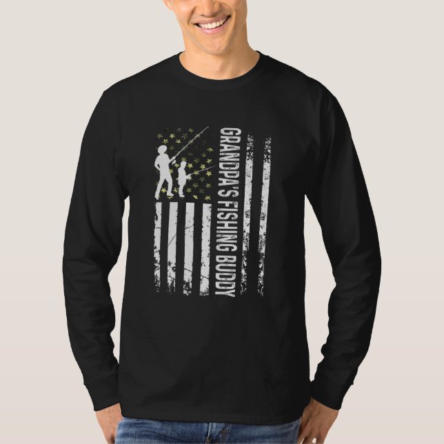 Kids Young Fisherman Grandpa's Fishing Buddy Dad S T-Shirt (Front)