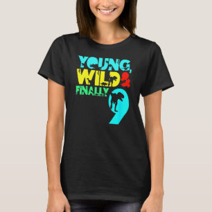 Kids Young Wild Finally 9 9th Birthday Boy Dinosau T-Shirt