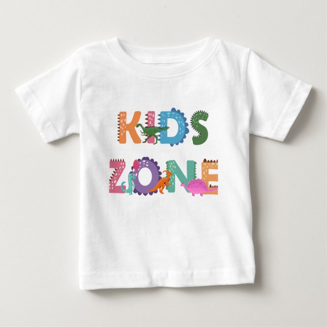 Kids Zone Dinosaurs Baby T-Shirt (Front)