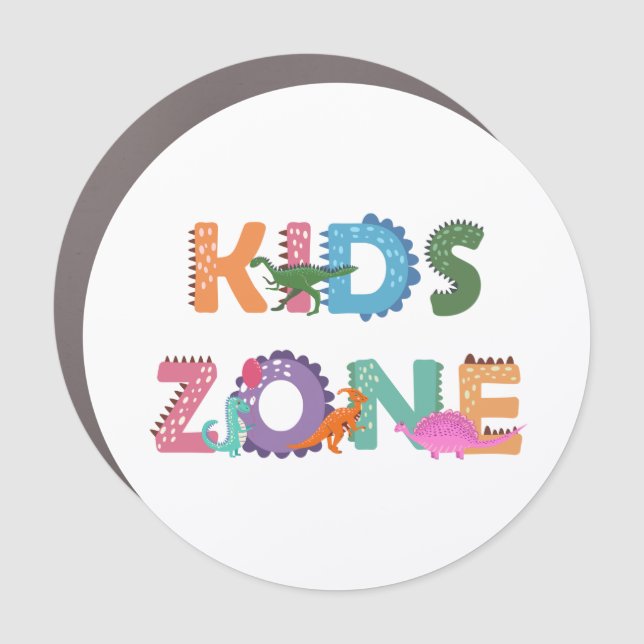 Kids Zone Dinosaurs Car Magnet (Front)