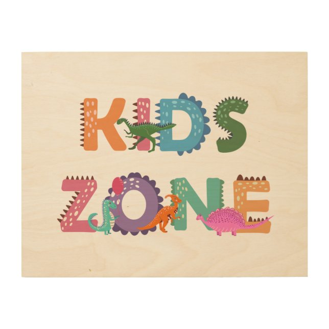 Kids Zone Dinosaurs Wood Wall Art (Front)
