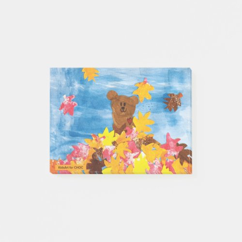 KidsArt for CHOC _ Fall Leaves Bear Post_it Notes