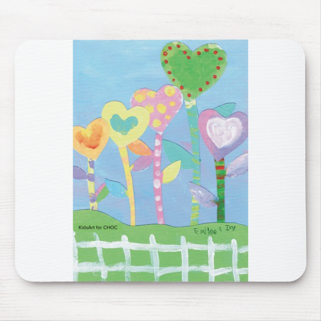 KidsArt for CHOC - Hearts with Picket Fence Mouse Pad (Front)