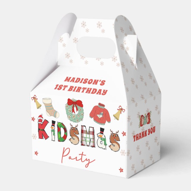 Kidsmas Party Christmas Birthday Party Favor Boxes (Front Side)