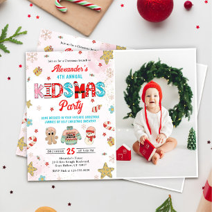 Kidsmas Winter Christmas Birthday Party Photo Invitation
