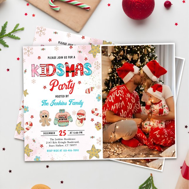Kidsmas Winter Christmas Party Photo Invitation (Creator Uploaded)