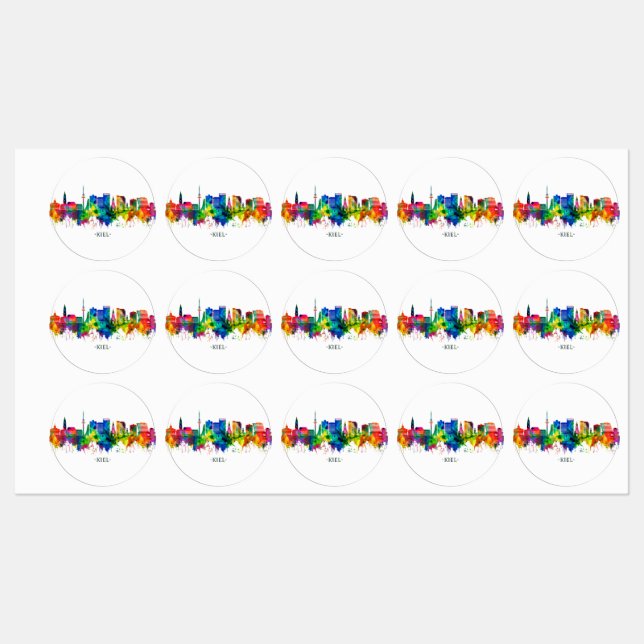 Kiel Germany Skyline Labels (Sheet)