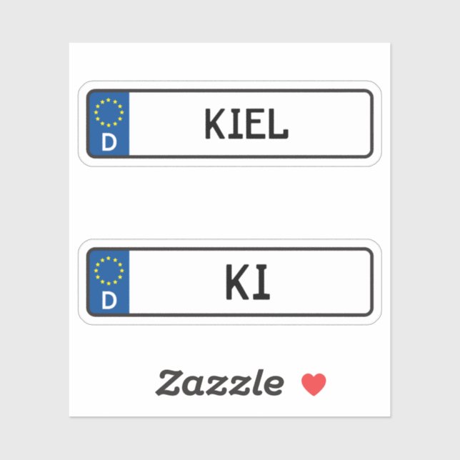Kiel kennzeichen, German Car License Plate Sticker (Sheet)
