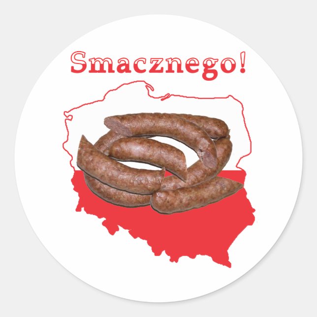 Kielbasa Smacznego Polish Map Classic Round Sticker (Front)
