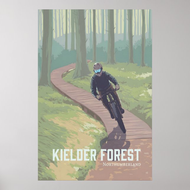 Kielder Forest Mountain Biking Travel Poster (Front)
