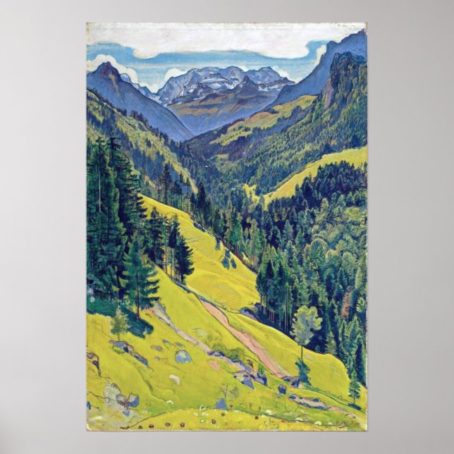 Kiental with Blüemlisalp, Swiss Vintage Travel Poster (Front)