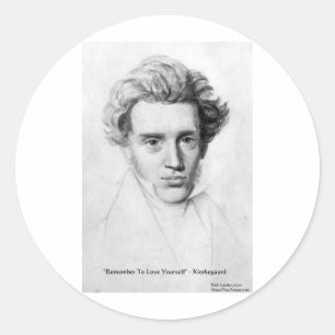 Kierkegaard "Love Yourself" Love Quote Gifts Etc Classic Round Sticker