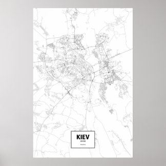 Kiev, Ukraine (black on white) Poster