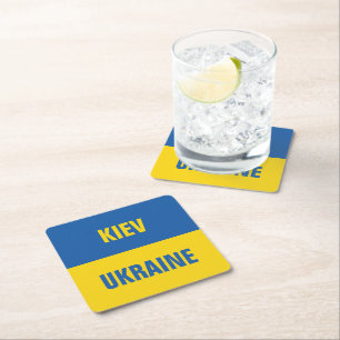 Kiev Ukraine national flag paper drink coasters