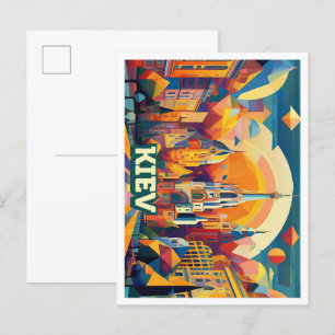 Kiev Ukraine Travel artistic colorful Postcard
