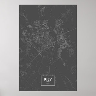Kiev, Ukraine (white on black) Poster