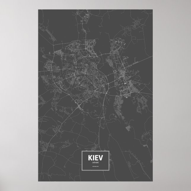 Kiev, Ukraine (white on black) Poster (Front)
