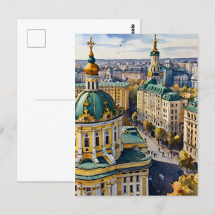 Kiev watercolor art postcard
