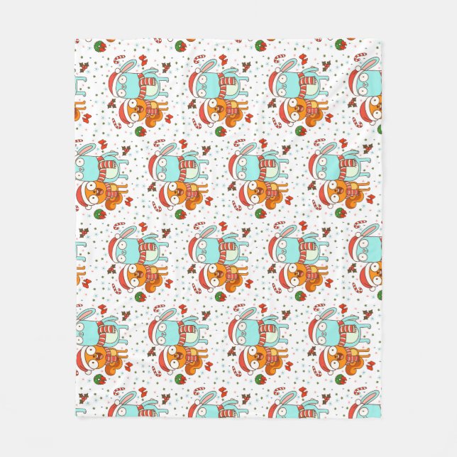 Kiff and Barry Holiday Fleece Blanket (Front)