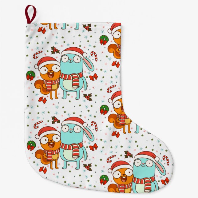 Kiff and Barry Holiday Large Christmas Stocking (Front)