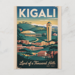 Kigali Rwanda Retro Travel Poster Art Postcard