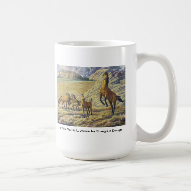 Kiger Mustang Stallion Defending His Herd Coffee Mug (Right)