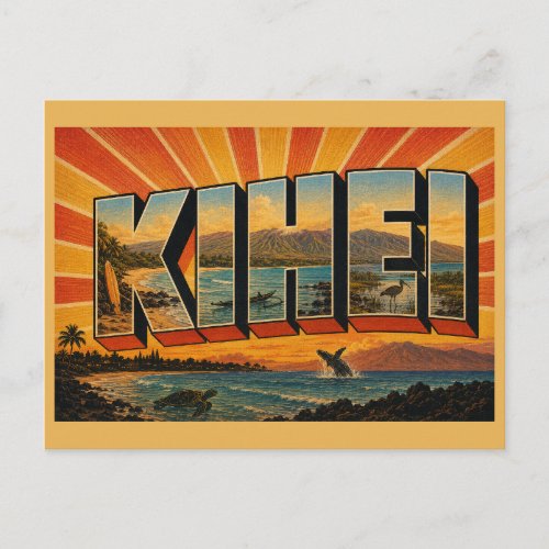 Kihei Hawaii Beach Volcanic Coastline Art Postcard