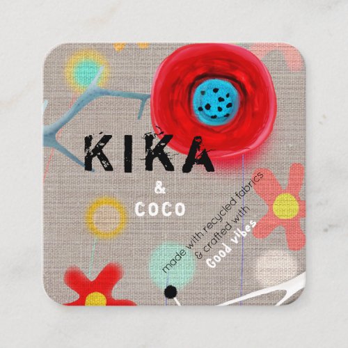Kika and Coco good Vibes Square Business Card