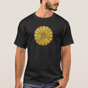 Kiku Chrysanthemum Mon faux gold on black T-Shirt