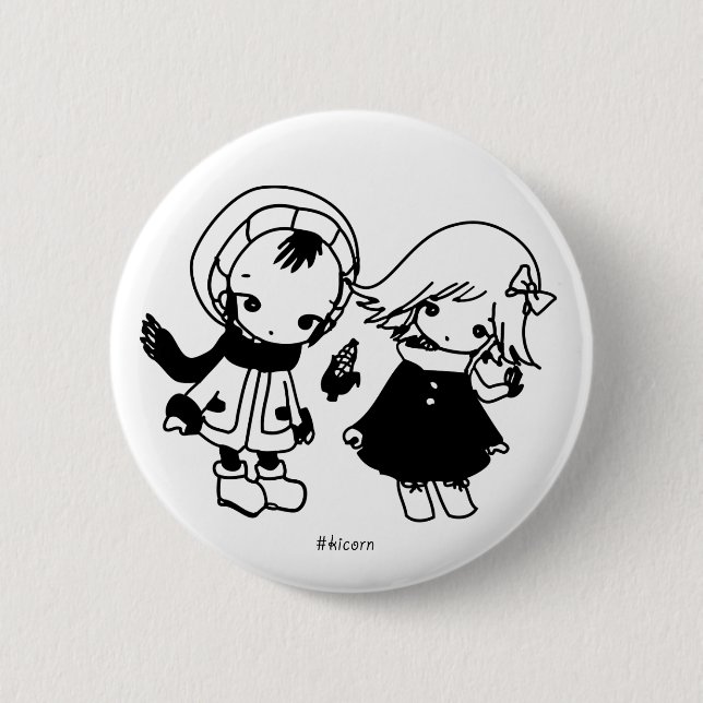 Kikuo Music Radio / Hoshi-kun Tsuki-chan badge Button (Front)