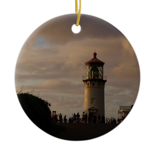 Kilauea Lighthouse at Dusk  Ceramic Ornament